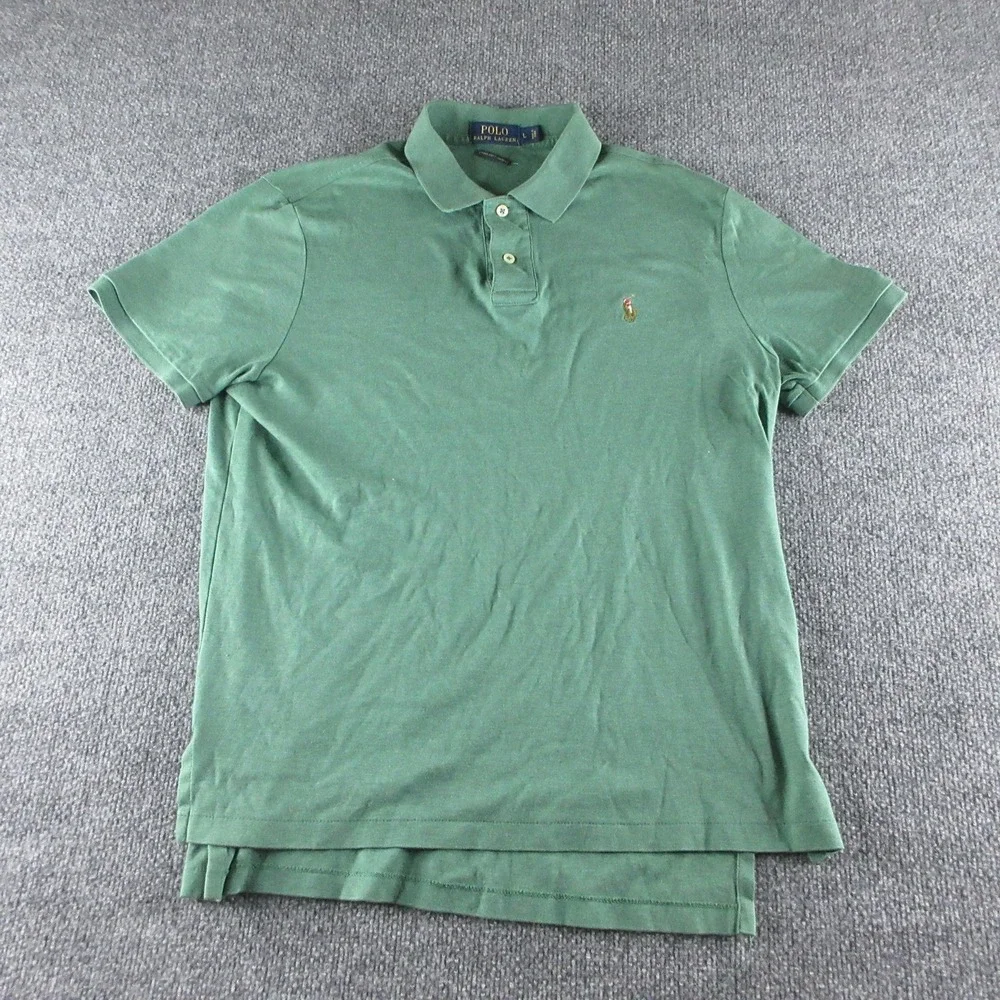 Polo Ralph Lauren Polo Shirt Mens L Green Short Sleeve Pima Soft Touch Logo